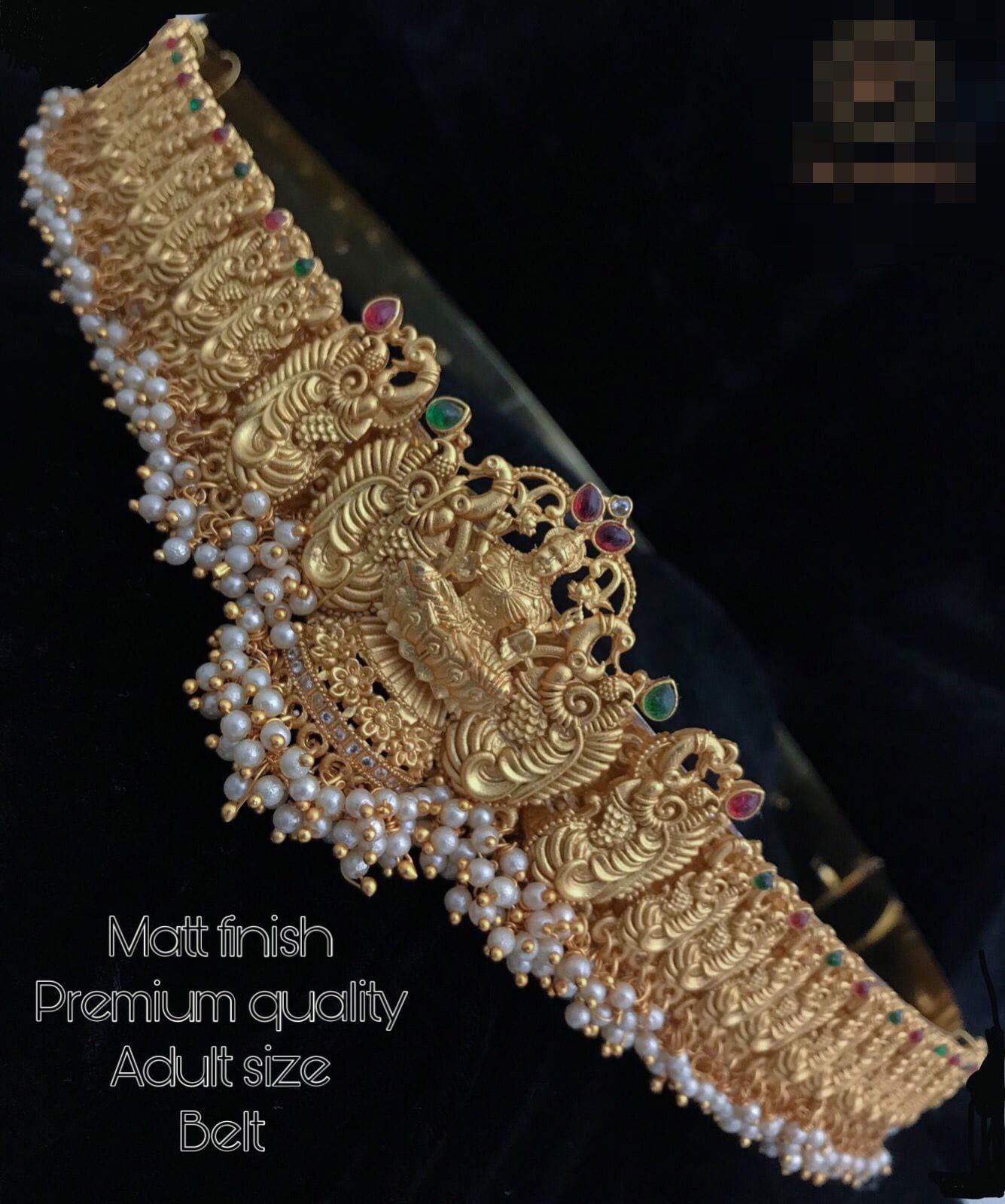 Kempu Locket Gold Hip Belt/one Gram Gold Waist Belt/emerald Gold Hipbelt/india  Traditional Hipbelt/antique Hip Belt/sash Gold Belt/gold Belt -  Hong  Kong