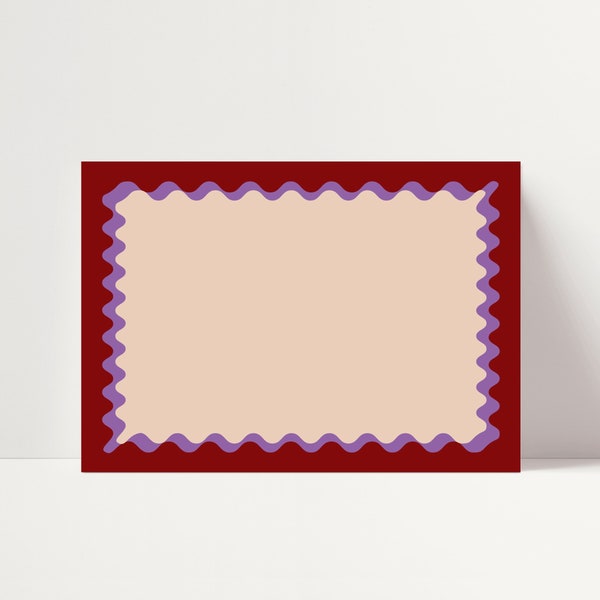 Maroon red purple scalloped edge wavy border placemat printable wavey swirly whirly wavey place mat minimalist beige squiggly placemats