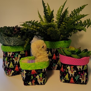 Llama Fabric Storage Bins,Fabric Basket,Organization,Fabric Tub,Container,Towels,Desk,Potted Plant Cover,Toy,Gift,Cactus,Llama