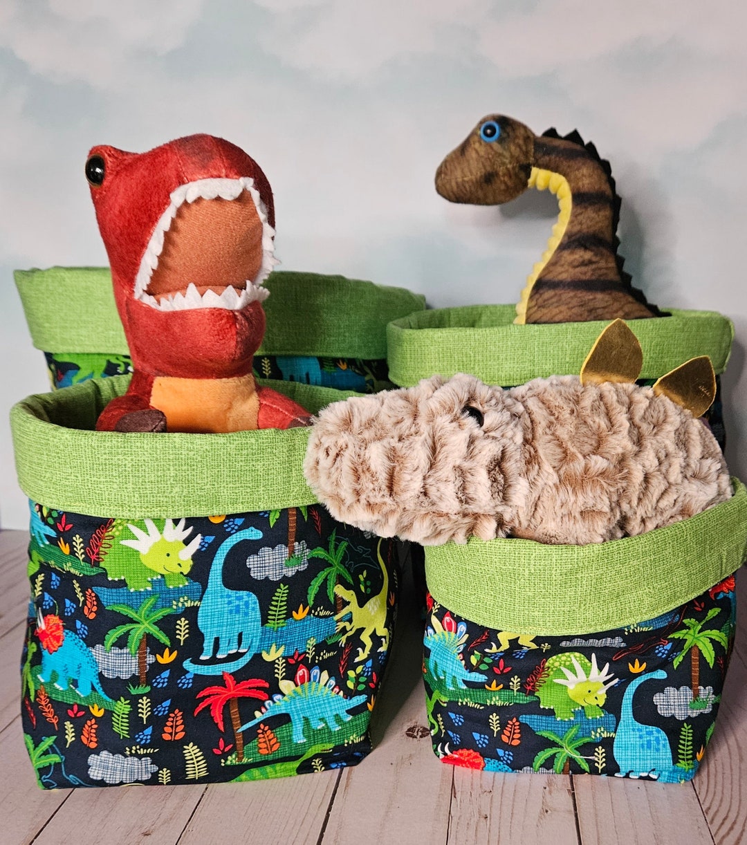 Colorful Dinosaur Storage Binsstoragecontainersgift Etsy
