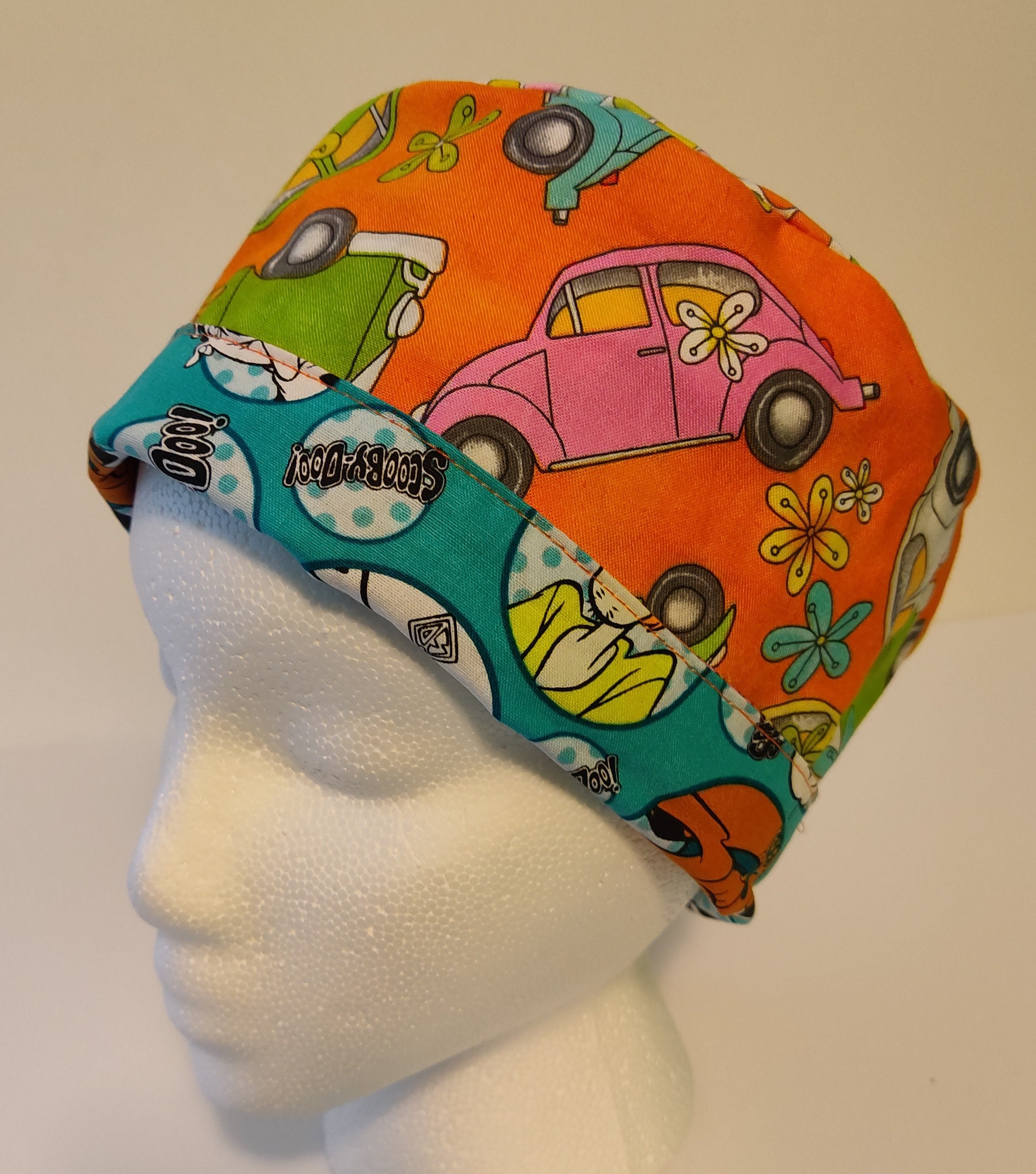 Scooby Dooby Doo Print Reversible Fabric Scrunch Hat,beetle  Bug,bus,unisex,male/women,travel Friendly,bucket Hat,trend,character,  Cartoon 