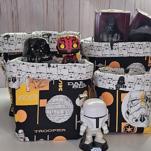 Star Wars Dark Side Fabric Bin,Storage,Toys,Make up,Bath Towel,Darth Vader,Storm Trooper,Comic,Cards,Games,Figurines,Retro Print,Death Star