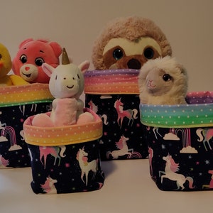 Unicorn Fabric Storage Bins,Fabric Basket,Organization,Fabric Tub,Container,Towels,Desk,Potted Plant Cover,Gift,Unicorn,Rainbow,Girl,Teen