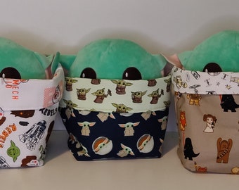 Small Star Wars Fabric Bin,Toy Bin,Toy Storage,Desk Bin,Project Bin,Small Parts Bin,Cartoon,Grogu,Princess Leia,Chewbacca,R2-D2, Darth Vader