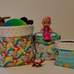 Mermaid Fabric Bin Storage,Toy Bin,Fabric Basket,Storage Container,Organizer,Fabric Tub,Bathroom,Bedroom, Desk,Mermaid,Washable,Foldable