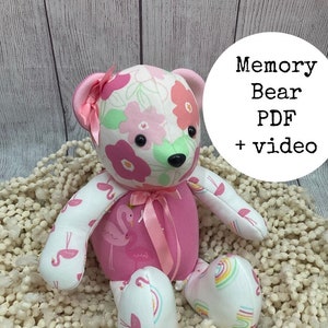 PDF Bailey Bear Memory Bear Sewing Pattern, Beginner memory bear sewing pattern, Video Tutorial memory bear sewing pattern