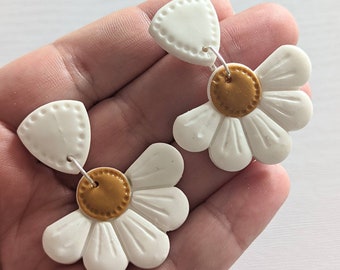 Half Daisy Polymer Clay Earrings