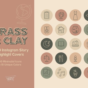 Warm Earth Tones Lifestyle Instagram Highlight Covers, Minimalist Story Icon Set, Clean Modern IG Story Icons, Orange and Green Highlights