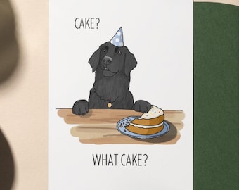 Tarjeta de cumpleaños divertida con diseño de Flat Coated Retriever: Regalo para amantes de los perros