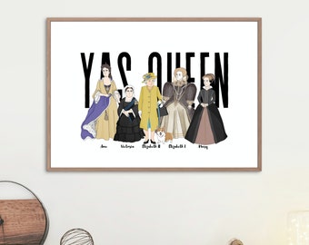 Impression d'art de la reine britannique : Elizabeth, Victoria, Anne, Mary (A5 et A4)