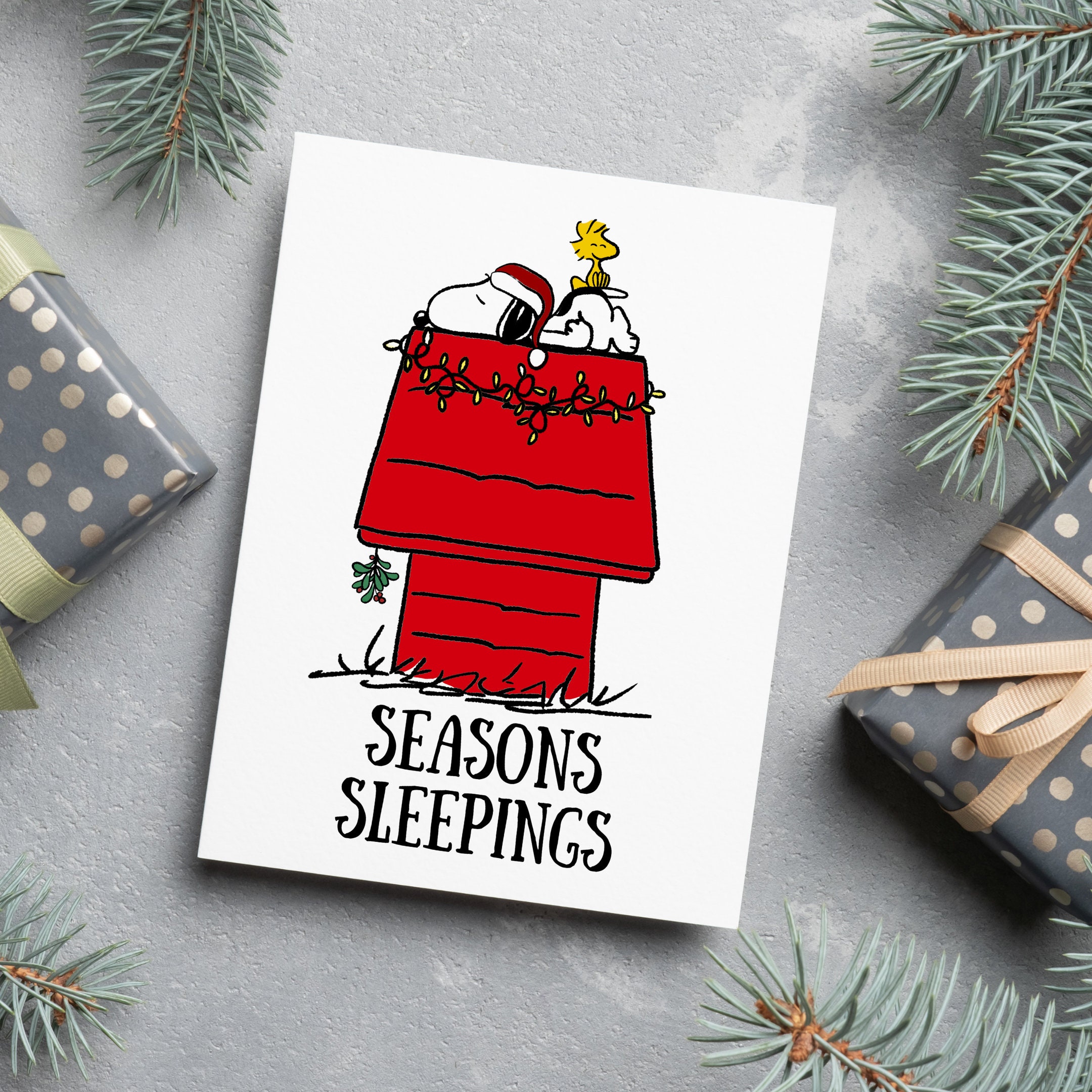 snoopy xmas card - etsy uk