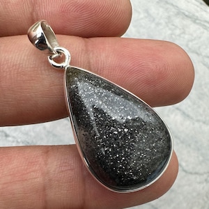 Natural Black Sunstone Pendant, 925 Sterling Solid Silver Pendant, Handmade Sunstone Pendant, Sunstone Pendant For Necklace, Gift For Her