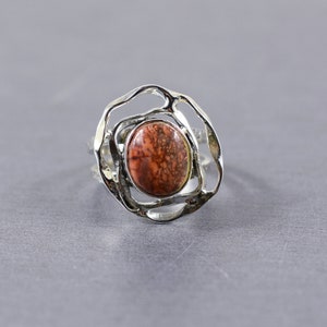 Indian Paint Jasper Sterling Silver Ring - US Size 7 1/2