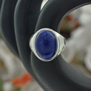 Genuine Lapis Lazuli Ring/solid Silver Ring/Statement Ring /925 Sterling Silver ring/Gemstone Ring/ Size 8 US/ Anniversary Gifts/Gift ForHim