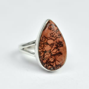 Indian Paint Jasper 925 Sterling Silver Statement Ring - US Size 7