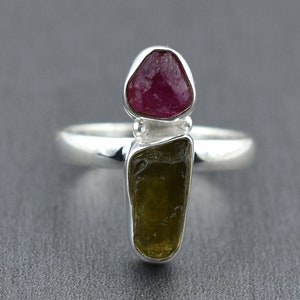 Raw kornerupine Handmade Ring, Kornerupine & Glassfield Ring, Gift For EveryOne, Mother&#39;s Day Gift Ring ,Statement jewelry, Size US 9