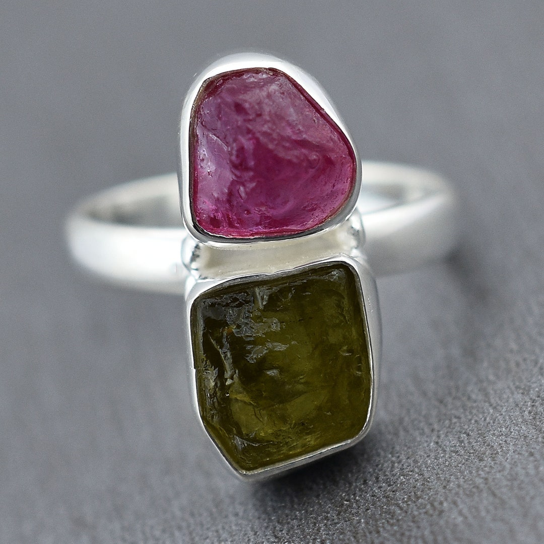 Raw Kornerupine Handmade Ring, Kornerupine & Glassfield Ring, Gift for