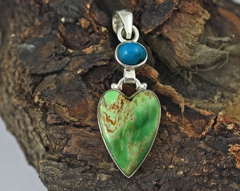 Natural Australian Variscite Pendant Necklace,925 Sterling Silver Pendant,Variscite And Blue Turquoise Necklace,Variscite Jewelry, Gifting,