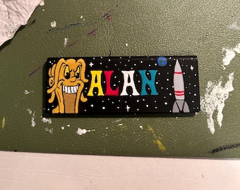 Handgeschilderde naamkaartjes, naamkaartjes op schort, naamkaartjes klantenservice, Gepersonaliseerd en uniek