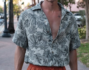 Hawaii Shirt - Floral Shirt, Stylish Shirt, Shirt for men,Short Sleeve Shirt,Summer Clouthing Menswear,Men Shirt,Minimalist,Linen Shirt