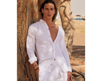 White Comfort Muslin Oversize Shirt , Loose Fit, Muslin men, Shirt for men, Muslin Fabric,Minimalist,Summer Style,Shirt,Gift for him