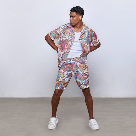 Set Di Camicia E Pantaloncini Da Uomo In Tinta Unita, Camicie E - Foto 9