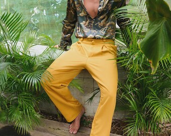 Elegant Black Wide Leg Pants | Retro 70s Flow | Relaxed Fit
