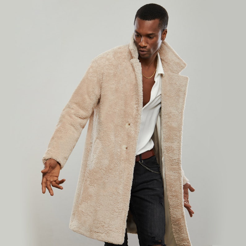 Cappotto Teddy Beige Cappotto invernale, Cappotto Teddy per uomo, Capispalla, Uomo invernale, Abbigliamento invernale, Natale, Minimalista, Cyber Monday, Abbigliamento Black Friday immagine 8