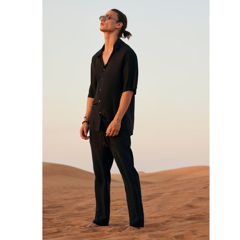 Black Short Sleeve Oversize Shirt Viscose Fabric - Etsy