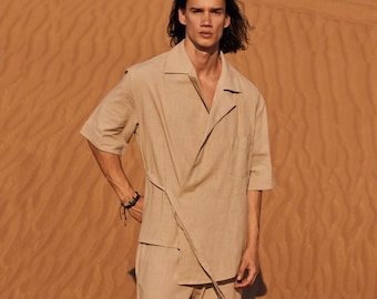 Chaqueta y pantalones de lino para hombre, traje de boda, boda de verano, traje de lino para hombre, conjuntos de lino para hombre, conjuntos minimalistas, regalo para él, regalos para el día de San Valentín