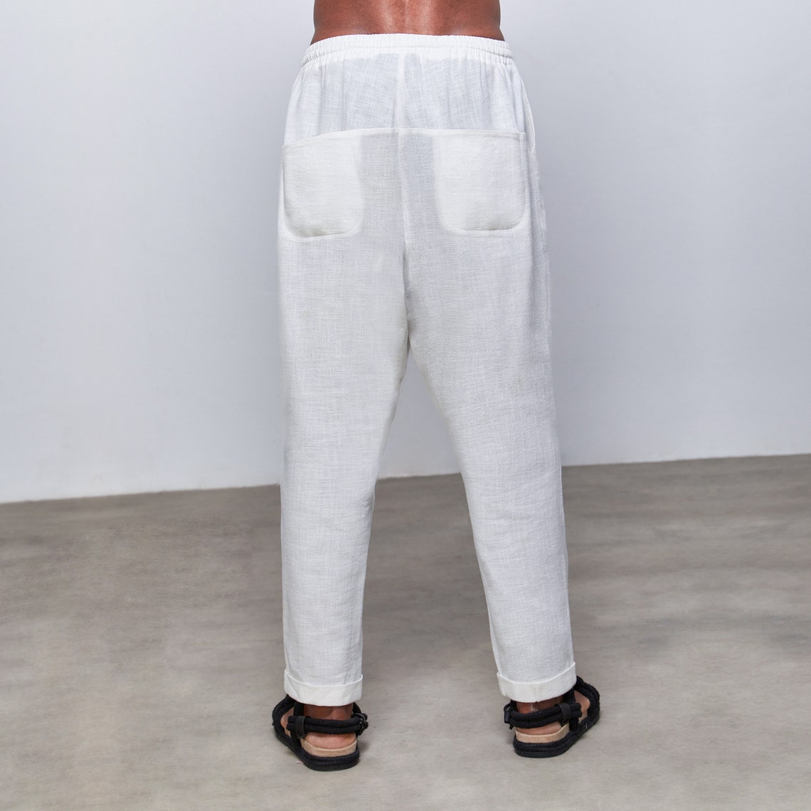 White Linen Clothing Linen Pants for Menwhite Linen Pants Etsy