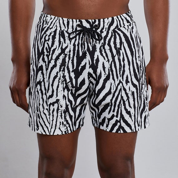 mens patterned swim trunks