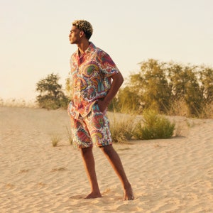 Conjunto de lino Camisa y pantalón corto - Tela de lino, Ropa de verano, Ropa de lino para hombres, Camisa de verano, Regalo de verano, Estilo festival, Elegante, Conjunto de lino