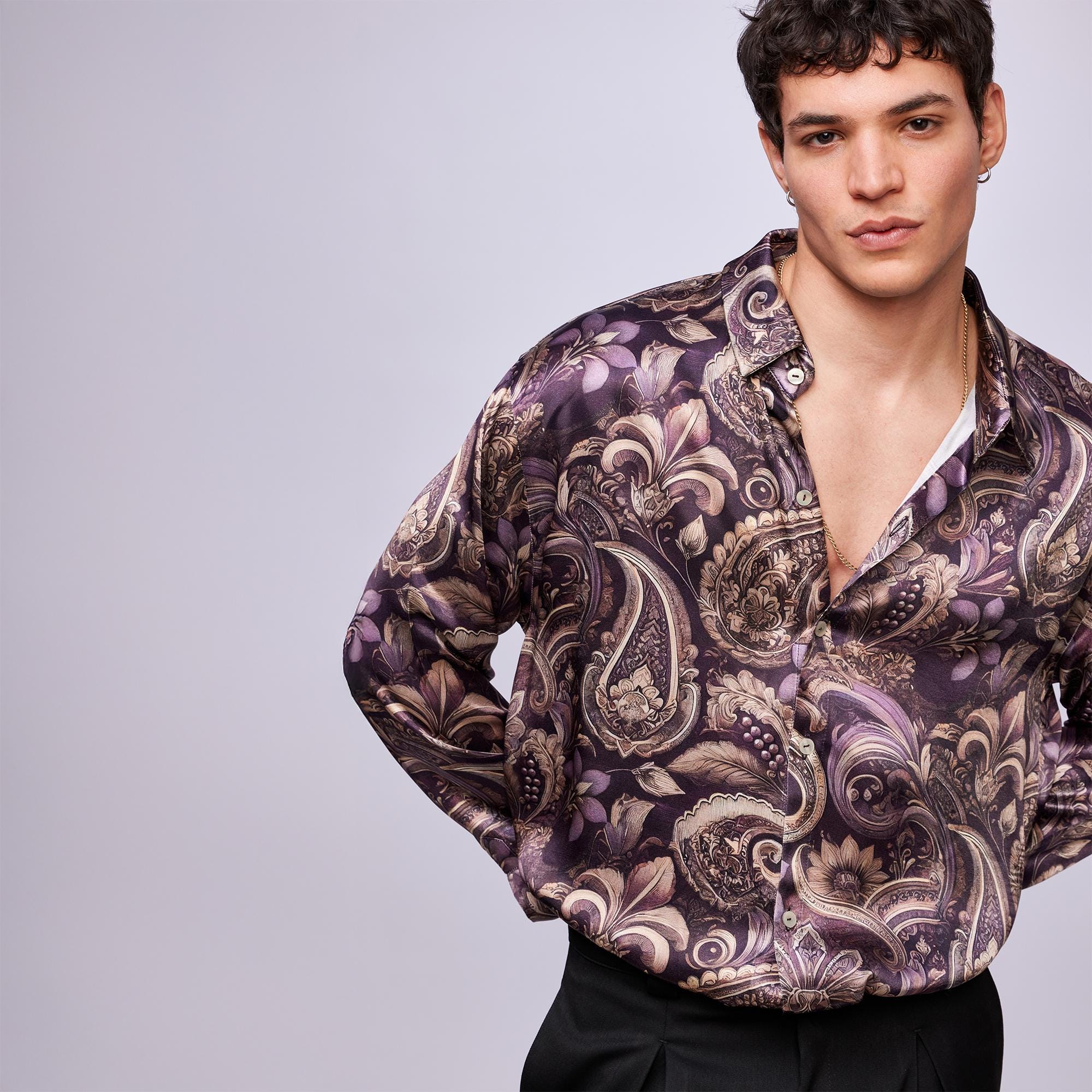 purple and gold dress shirt Royal Eclipse Paisley SS24
