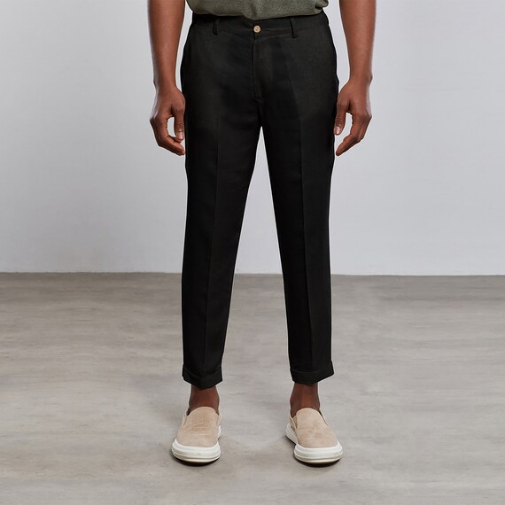 black linen trousers mens
