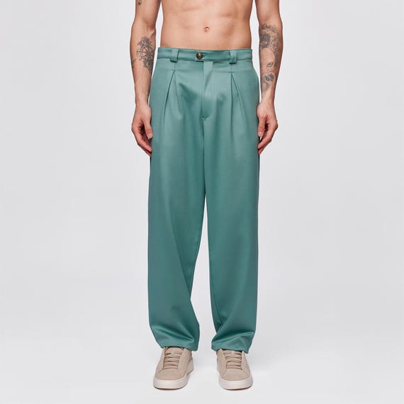 mens mint green dress pants Italian Linen Mint Green Pants