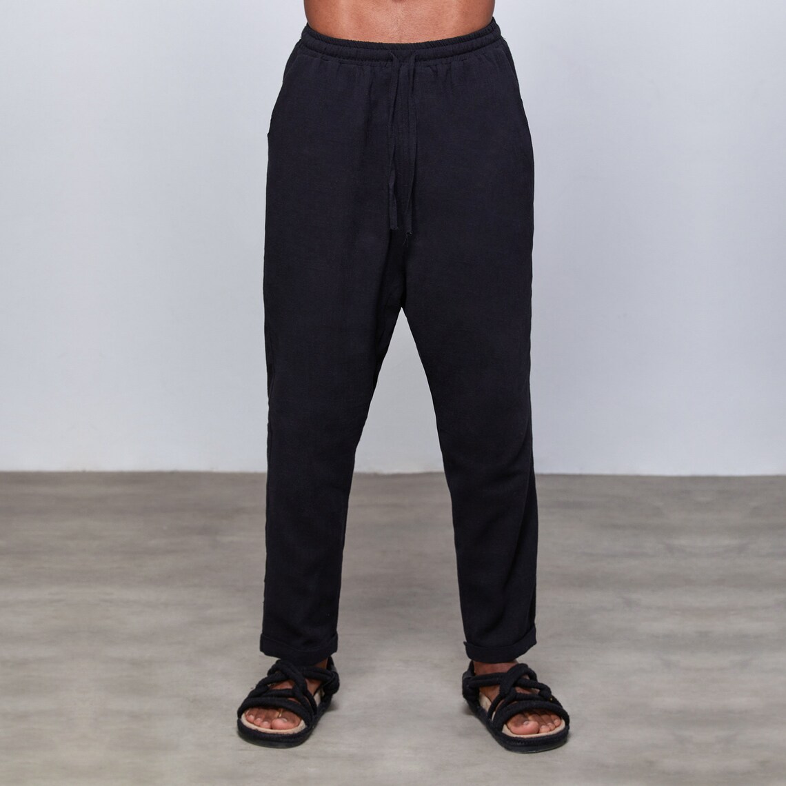 Black Linen Clothing Linen Pants for Men Casual Pants for Etsy