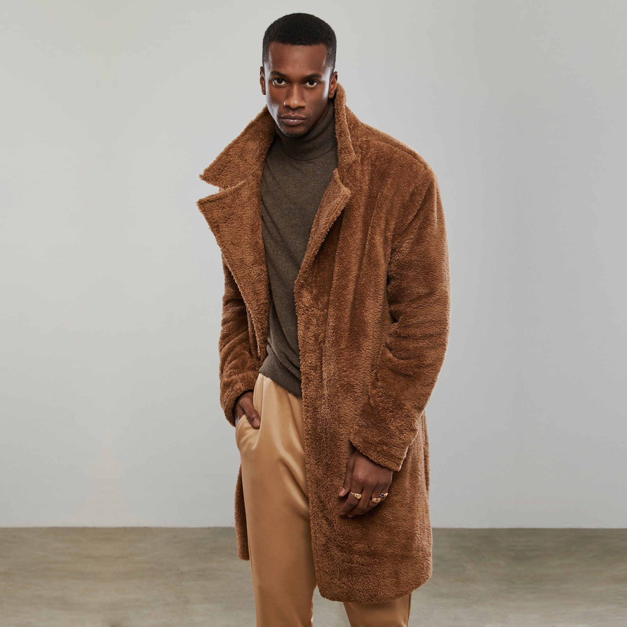Topman faux fur coat cheap