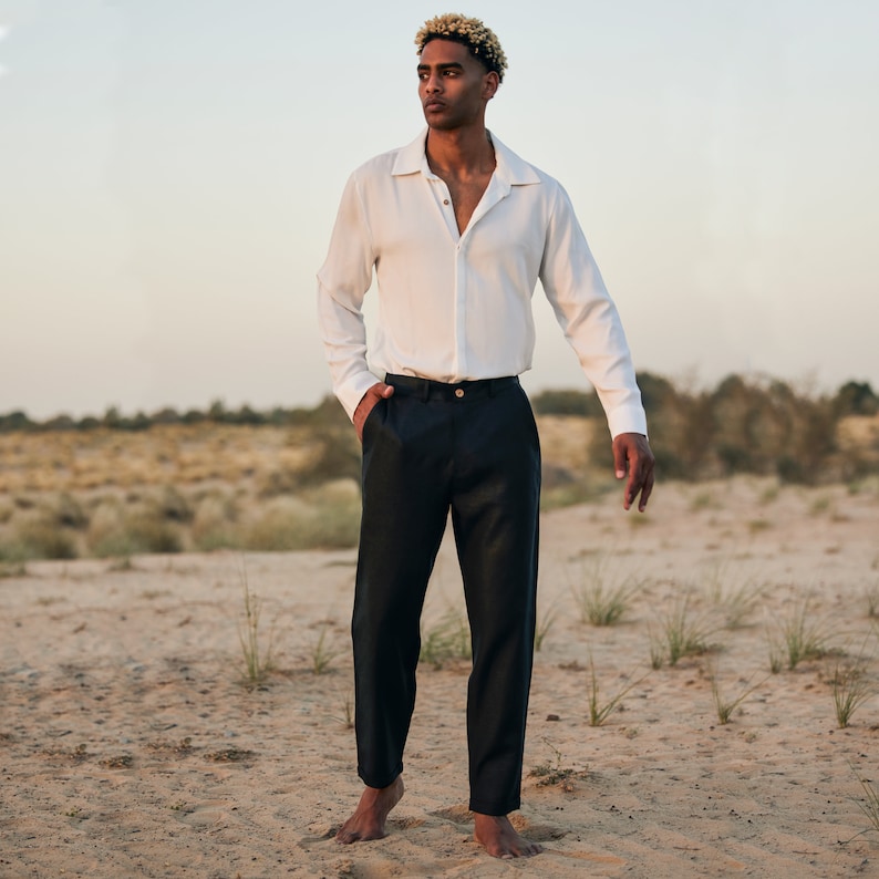 Black Linen Pants%100 Linen Pants Menlinen Mens - Etsy