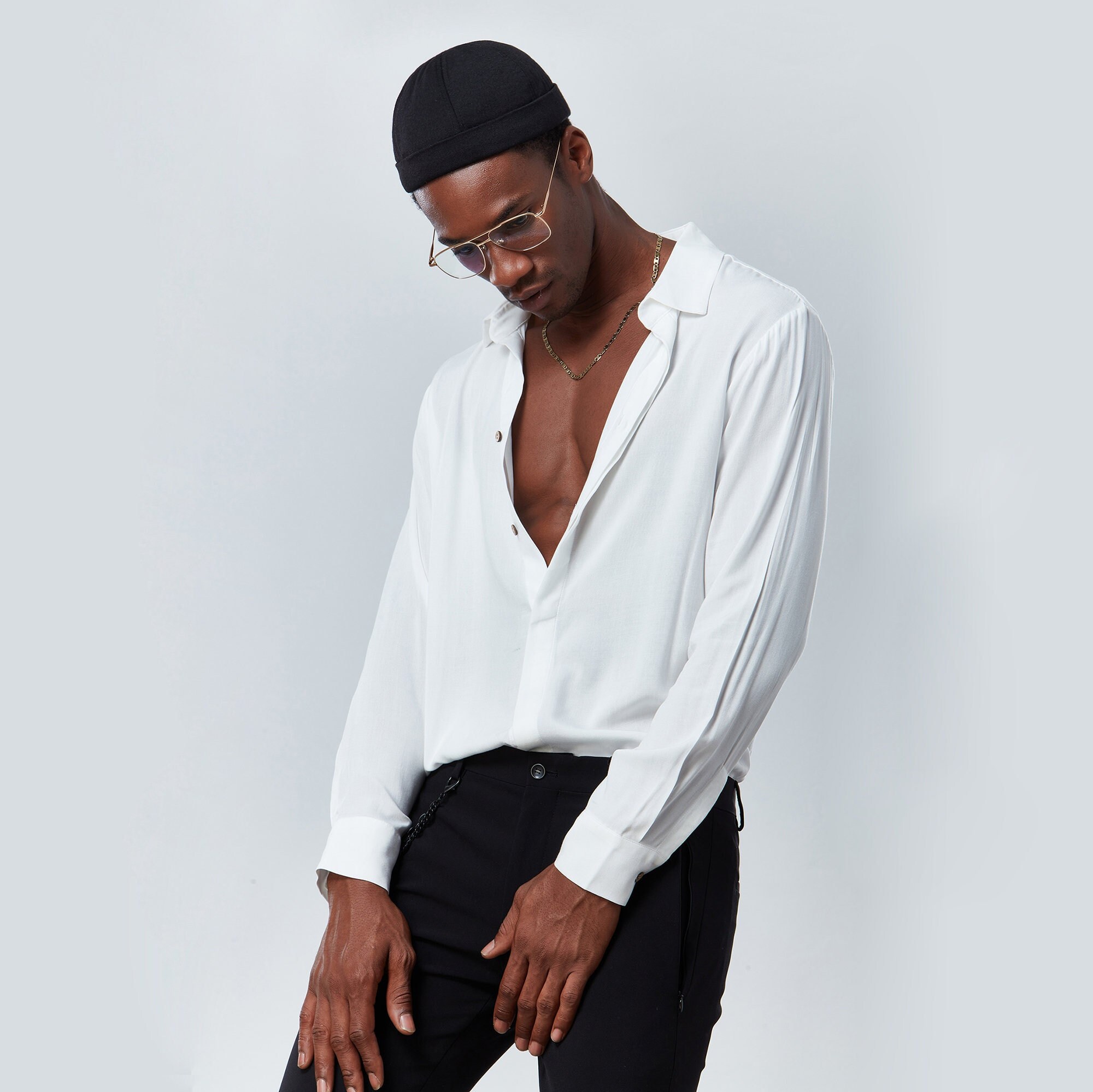 White Long Sleeve Shirt Viscose Fabric Breathable Stylish - Etsy