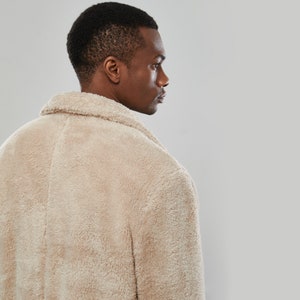 Abrigo de peluche beige abrigo de invierno, abrigo de peluche para hombres, ropa exterior, hombres de invierno, ropa de invierno, Navidad, minimalista, lunes cibernético, ropa de viernes negro imagen 10