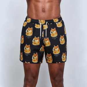 Men Swim Trunks Board Shorts With Doge Coin Pattern For Beach ,Swimming ,Travel, Summer Sports,Doge Coin,Elon Musk,Bitcoin,MemeCoin,Future