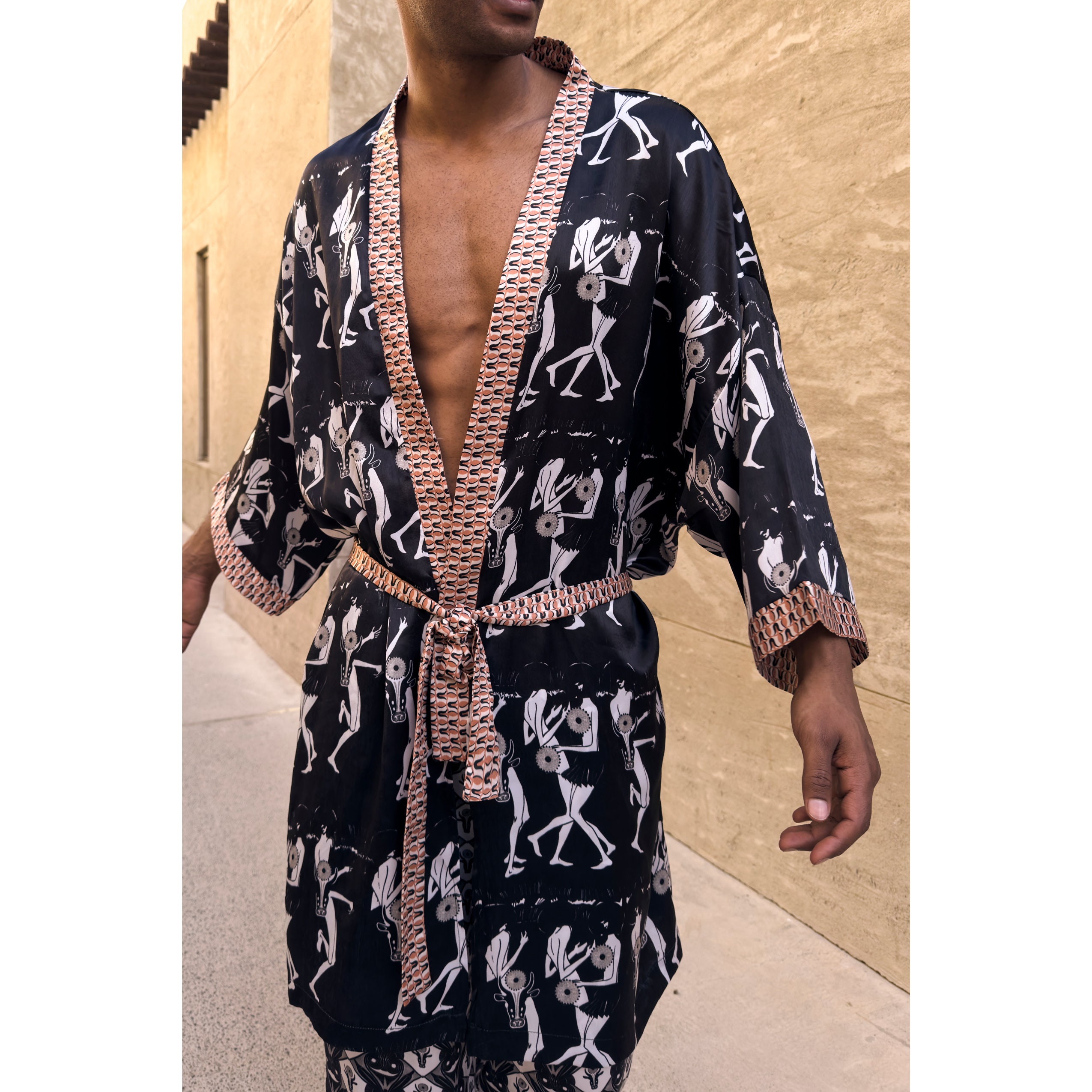 Silk Mens Kimono Robe,boheme Dressing Gown for Man,long Satin Bathrobe ...