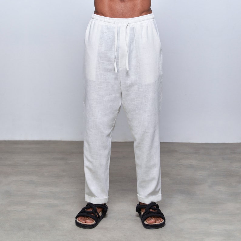 White Linen Clothing, Linen Pants for Men,white Linen Pants Men,yoga Pants,festival Clouthing