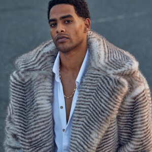 Luxury Faux Fur Coat for Men,festival Coat for Burning Man, Luxury Faux