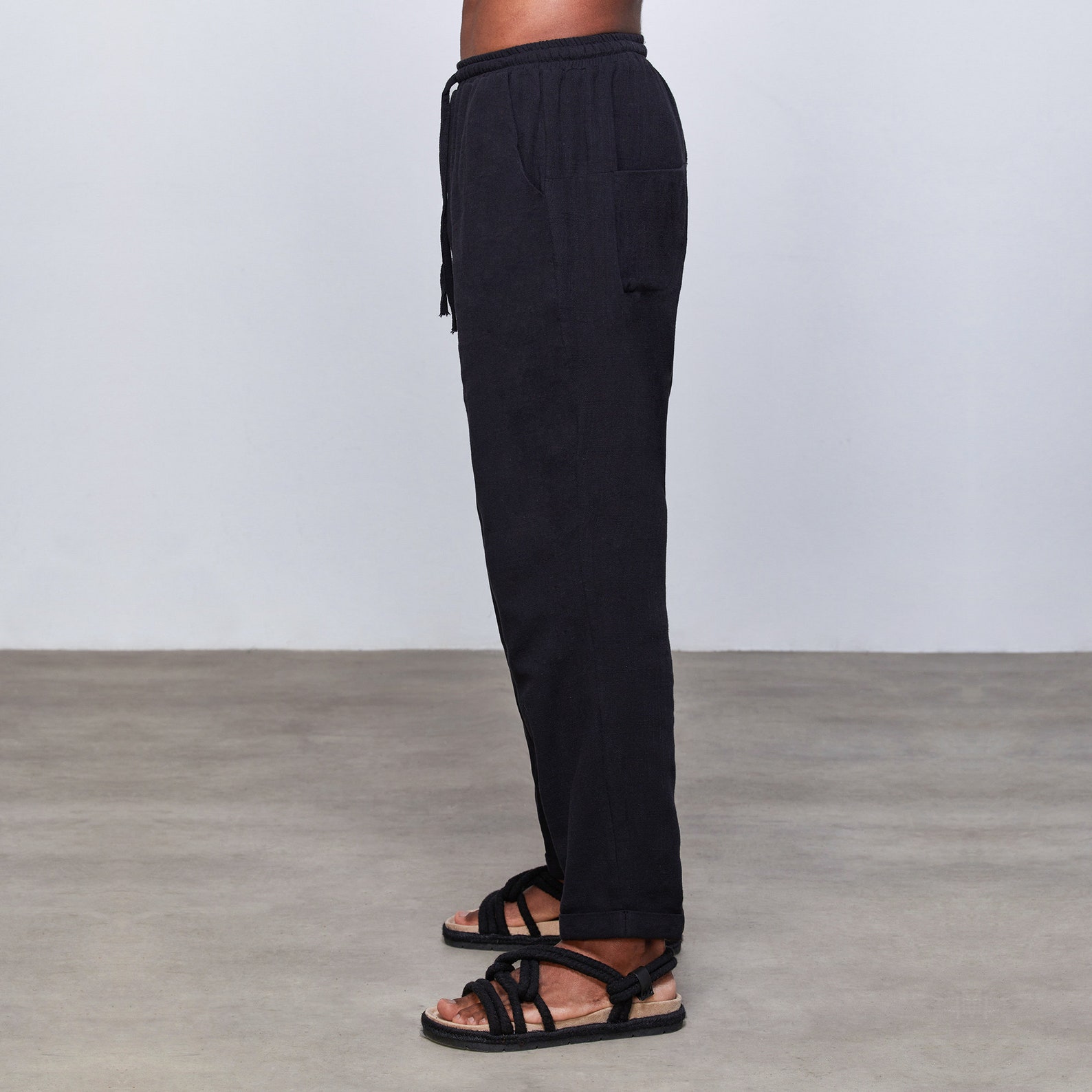 Black Linen Clothing, Linen Pants for Men, Casual Pants for Man Men ...