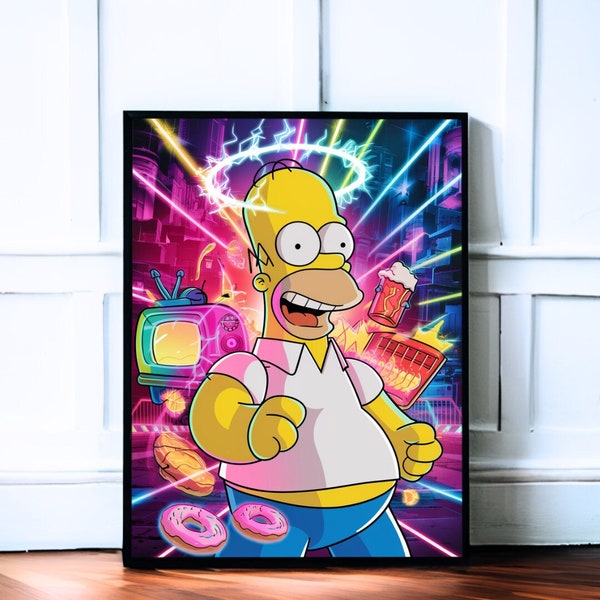 Poster HOMER SIMPSON sans cadre, haute qualité - idée cadeau - toile -peinture