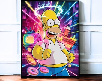 Poster HOMER SIMPSON sans cadre, haute qualité - idée cadeau - toile -peinture