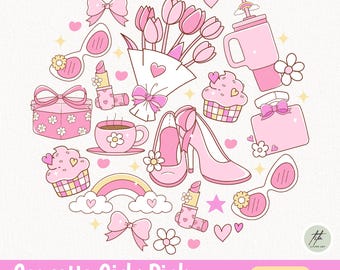 Coquette Pink clipart, girly fashion graphics (PNG)