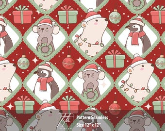 Jul Polar Friends Seamless Pattern: Digitalt papper för vinterunderlandet (12x12" PNG, JPEG)